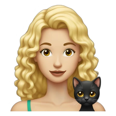 Mujer rubia pelo rizado con gato negro sticker