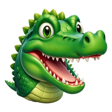 Cinematic Realistic Comical Crocodile Portrait Emoji, Head tilted dramatically with an exaggeratedly amused expression, featuring a striking, glossy scaly hide with bold textures and wide, expressive eyes full of playful disbelief, rendered with vivid natural hues and lifelike detail, high shine, dramatic yet playful, styled with an air of cheeky aquatic mischief, soft glowing outline, capturing the essence of a spirited and over‐the‐top crocodile that looks ready to snap its jaws in a burst of viral wild humor! sticker