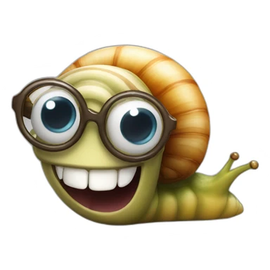 a snail with glasses and teeth sticker