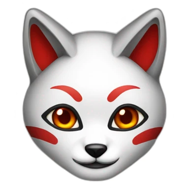 Programmer with Japanese red, black, white kitsune mask sticker