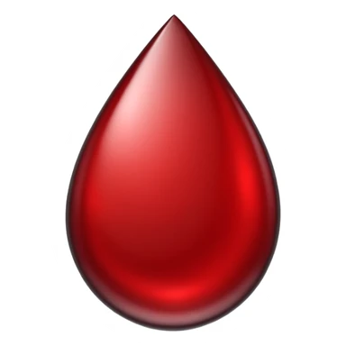 single blood drop emoji sculpted from dark liquid metal, glossy surface, dramatic reflections, futuristic minimal 3D style, isolated on white sticker
