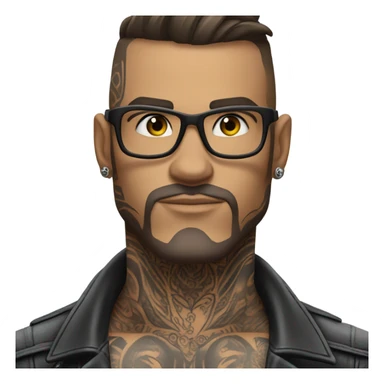 3d photo Realistic handsome tattooed man's biker leathers  sticker