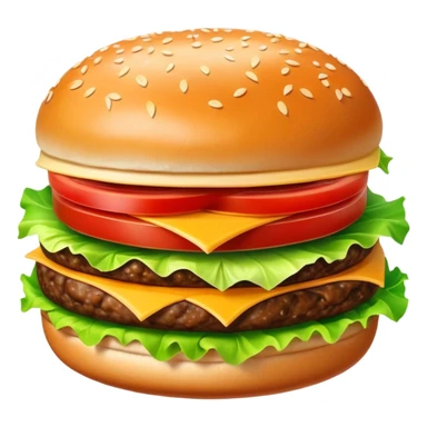 delicious juicy hamburger with cheese, lettuce, tomato sticker