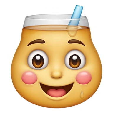 drunk emoji with tipsy expression, flushed cheeks, uneven eyes, silly smile, a little drool, no text sticker