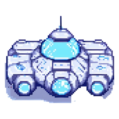 space cruiser pixel art blue and silver colors sticker