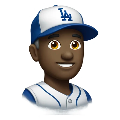 male portrait with earrings and a Dodgers baseball hat sticker