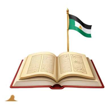 An icon featuring the Pyramids of Giza and the flag of an Arabic-speaking country, symbolizing the Arabic language. The design includes an open book with Arabic script and calligraphy, representing language learning and cultural heritage. Transparent background sticker