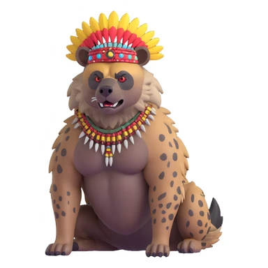 A native strong buff hyena with war bonnet  sticker