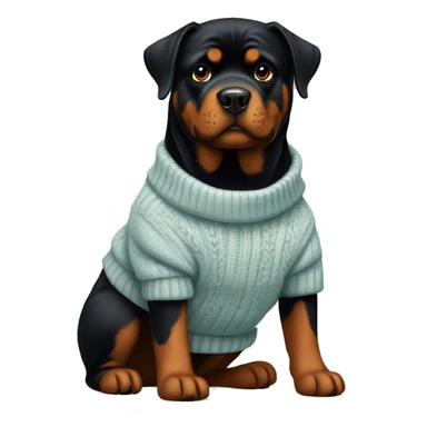 Rottweiler wearing a sweater sticker