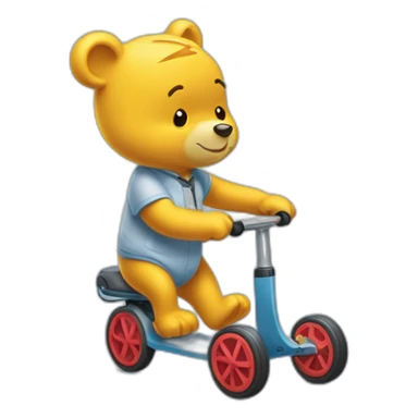 Winnie l'ourson obèse avec une trotinette sticker