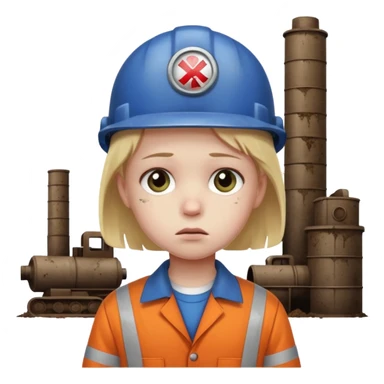 a child with a sad face works in a factory sticker