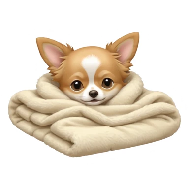 Long haired chihuahua, beige, white chest and socks, sleeping cutely under blanket sticker