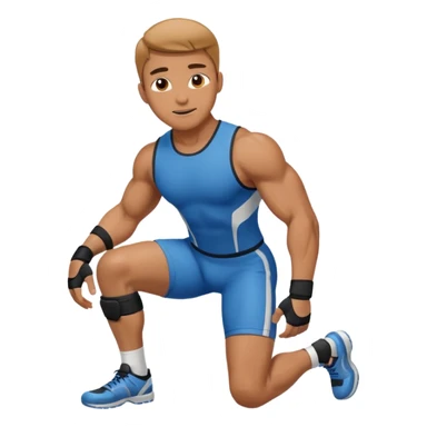 man with knee pad sticker