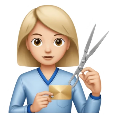 Scissors cutting an ID card in 2 parts.hyper realistic sticker