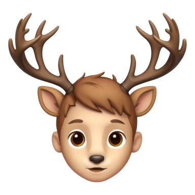 cute deer boy with antlers, bambi boy hybrid, ios emoji style sticker