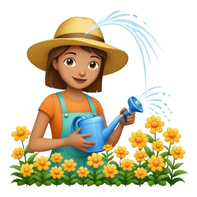 person watering flowers in a garden, happy and caring sticker