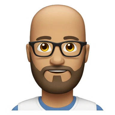 no hair men with brown beard and glasses sticker