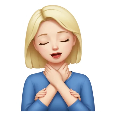 Person with arms crossed hands on neck, eyes closed, and tongue out sticker