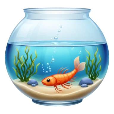 Fish Bowl Aquarium with a single Sea Monkey Atremia Shrimp in it sticker