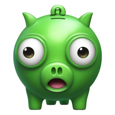 green alien piggy bank sticker
