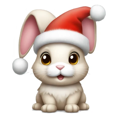 bunny with christmas hat sticker
