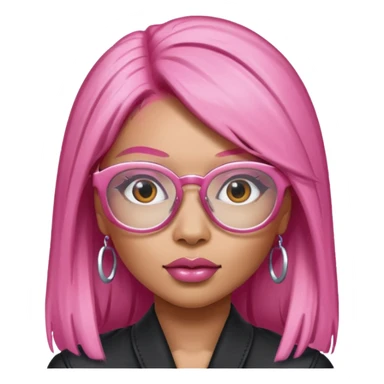 Rapper Nicki Minaj pink hair wear glasses sticker
