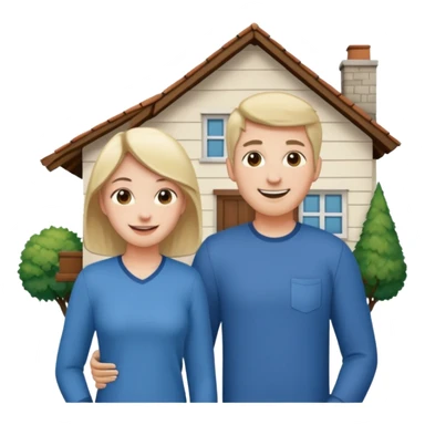 house with 2 people standing to it's side sticker