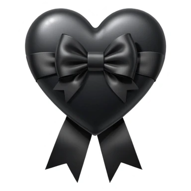 black heart with a black bow in a ribbon rosette style sticker