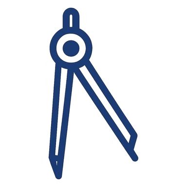 flat design logo of a compass tool in the shape of an L, minimalist, modern, navy blue sticker