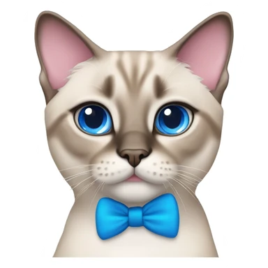 Lynx point Siamese cat with blue eyes and a pink bow sticker