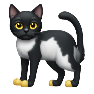 black cat with yellow eyes and white paw  sticker