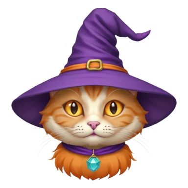 cat wear purple wicth hat sticker