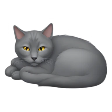 fluffy grey korat breed cat sleeping female sticker