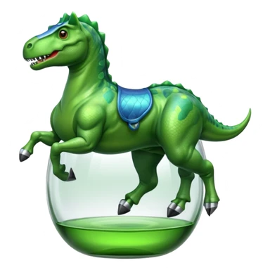 Dinosaur with glass riding horse sticker
