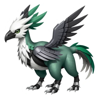Shiny Black Grey White and Dark-Green Trico-Skarmory-Silvally-Skiddo-Sprigatito-Absol-fusion (full body) sticker
