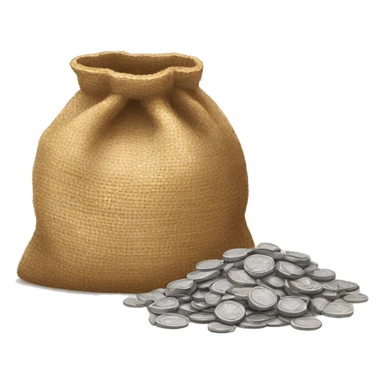 old open jute bag full of coins sticker