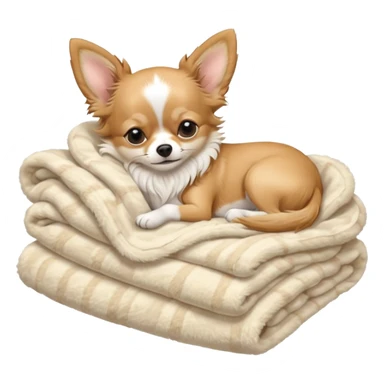 Long haired chihuahua, beige, white chest and socks, sleeping cutely under blanket sticker
