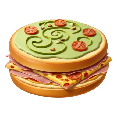 pistachio cream(main), jambon beurre(like flower), pizza sticker