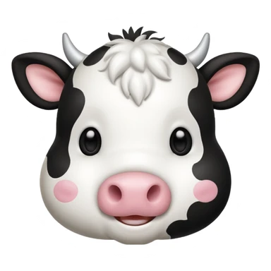 simple kawaii cow face, very simple dot eyes, vey big pupils sticker