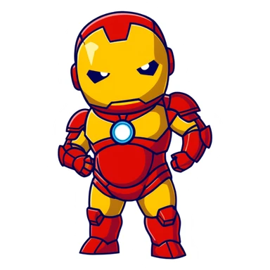 Iron Man with a pregnant belly, wearing red and gold armor suit sticker