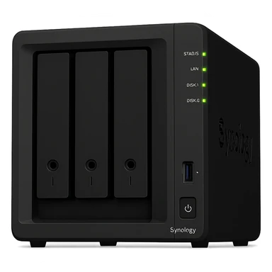 Synology NAS with blinking status lights sticker