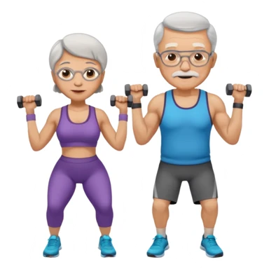 light skin grandma and grandpa work out at the gym sticker