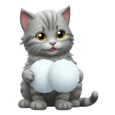 Little kitty with snowball sticker
