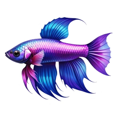 Pretty iridescent long fin betta fish blue and purple pink facing left realistic sticker