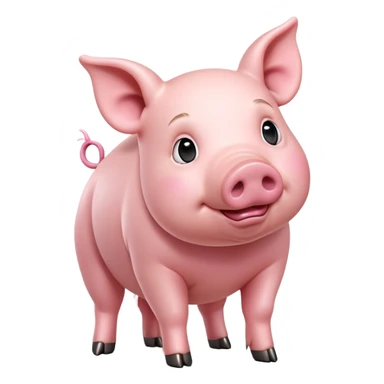 cinematic-[realistic pig]-realistic-full-body-standing-emoji,-tail-flicking-lazily,-head-tilted-dramatically,-sleek-[pink]-skin,-simplified-yet-realistic-focused-features,-highly-detailed,-glowing-with-an-almost-sarcastic-glow sticker