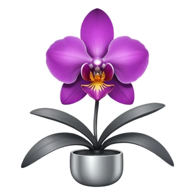 metallic gray chrome minimalistic orchid sticker