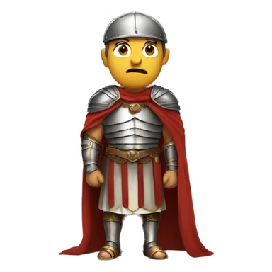Anxious Roman General: A general in full armor and a cape, sweating with a tense, worried expression, as if concerned about the outcome of a battle or meeting. sticker