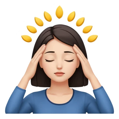 woman touching her own head with both hands while expanding mind sticker