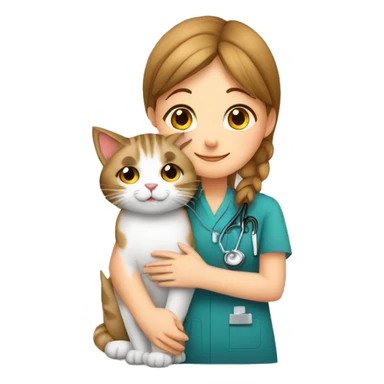 cat cuddles veterinarian girl sticker