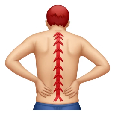 person holding lower back in pain with pained facial expression and red zigzag pain lines representing sciatica sticker